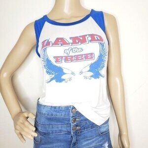 Land Of The Free Sunset & Rose Womens Graphic Tank Top Small America Patriotic